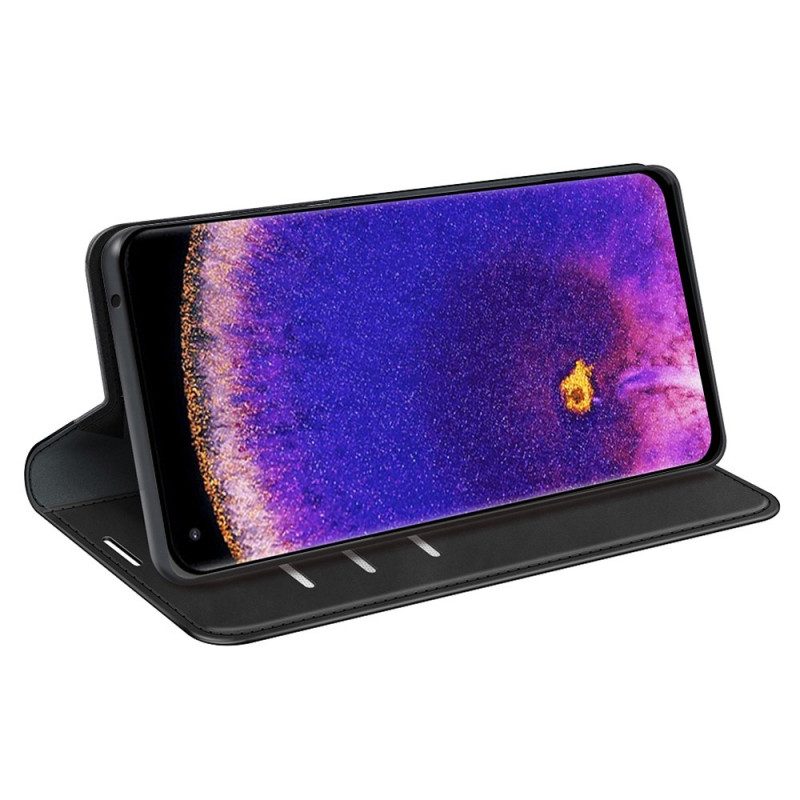Folio Cover Oppo Find X5 Pro Custodia in pelle Tocco Di Pelle