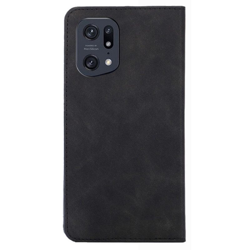 Folio Cover Oppo Find X5 Pro Custodia in pelle Tocco Di Pelle