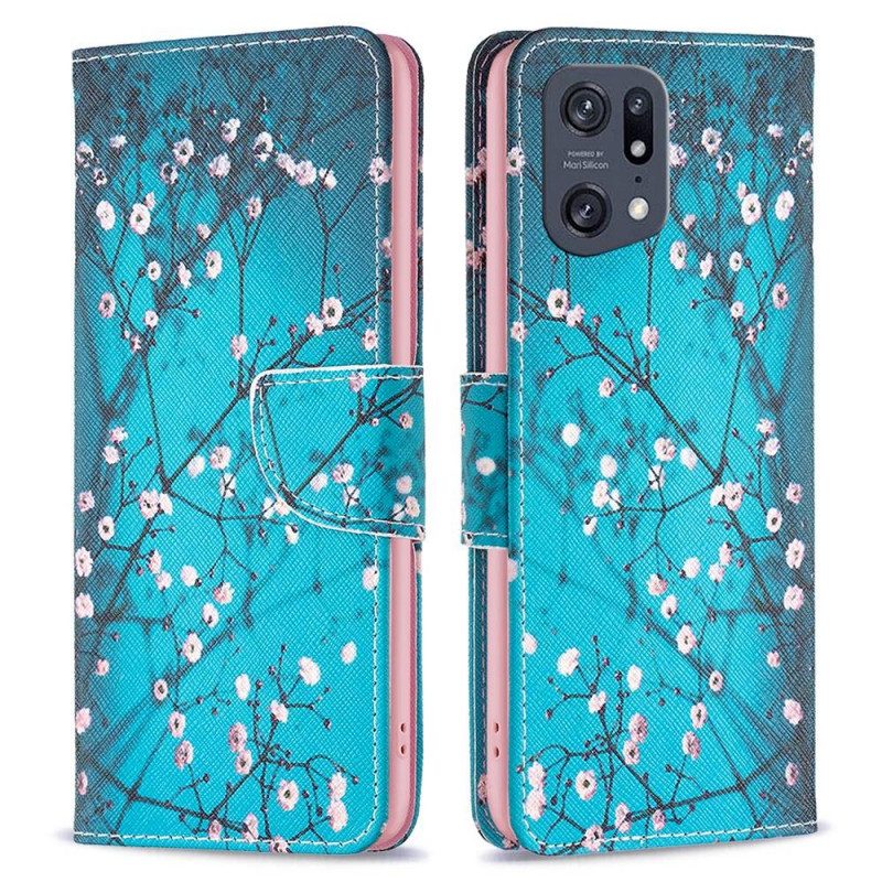 Folio Cover Oppo Find X5 Pro Rami Fioriti