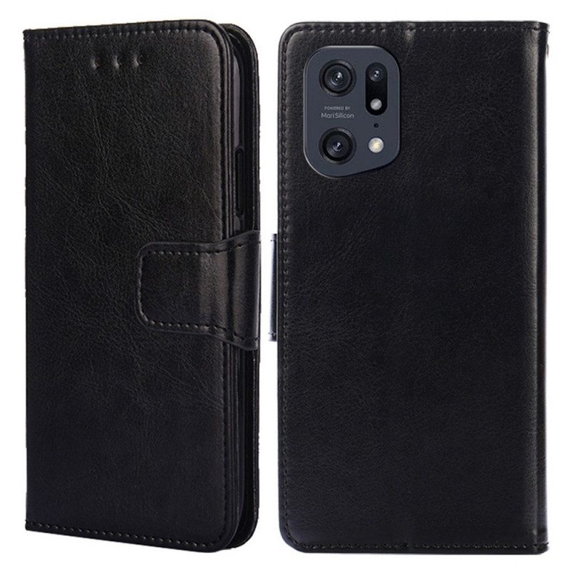 Folio Cover Oppo Find X5 Pro Stile Retrò In Pelle