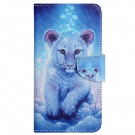 Custodia in pelle iPhone 15 Baby Leopardo Con Cinturino