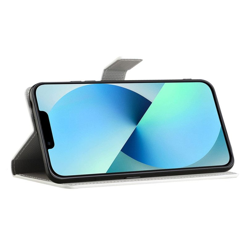 Custodia in pelle iPhone 15 Farfalla Blu