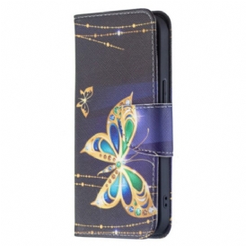 Custodia in pelle iPhone 15 Farfalle Preziose