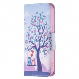 Custodia in pelle iPhone 15 Gufi Sull'altalena