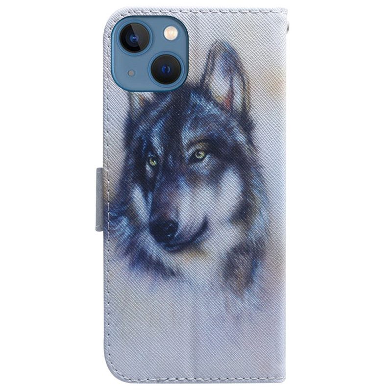 Custodia in pelle iPhone 15 Lupo Acquerello