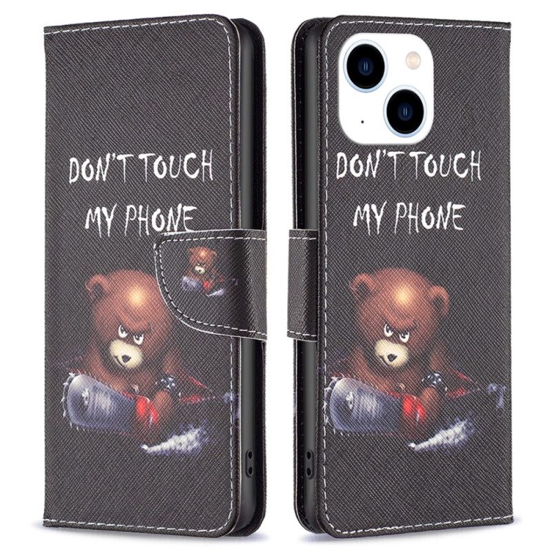 Custodia in pelle iPhone 15 Orso Pericoloso