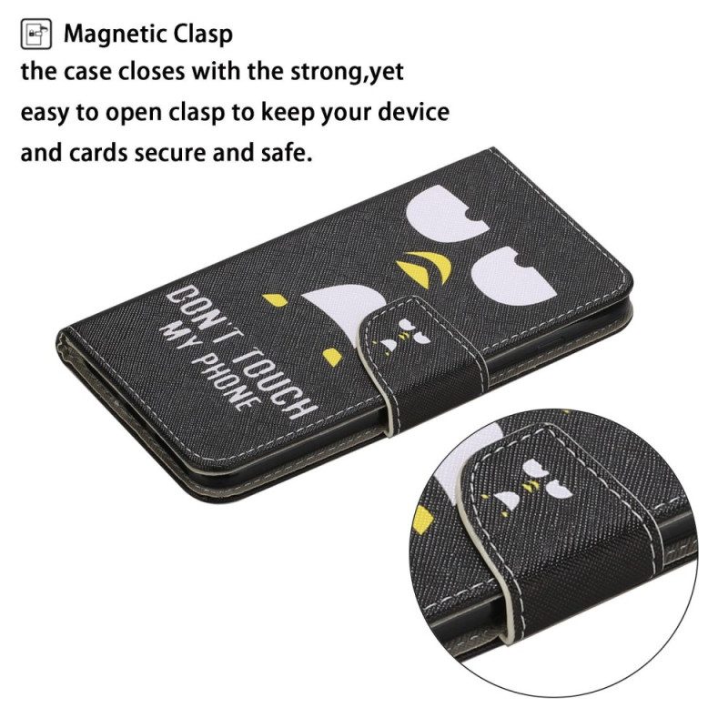 Custodia in pelle iPhone 15 Pinguino. Non Toccare Il Cordino Del Mio Telefono