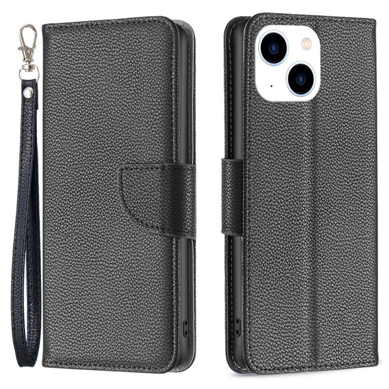 Custodia in pelle iPhone 15 Striscia Di Litchi