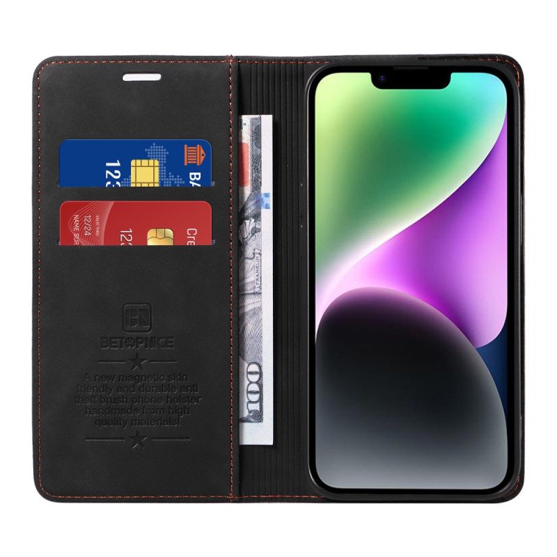 Folio Cover iPhone 15 Custodia in pelle Betopnice