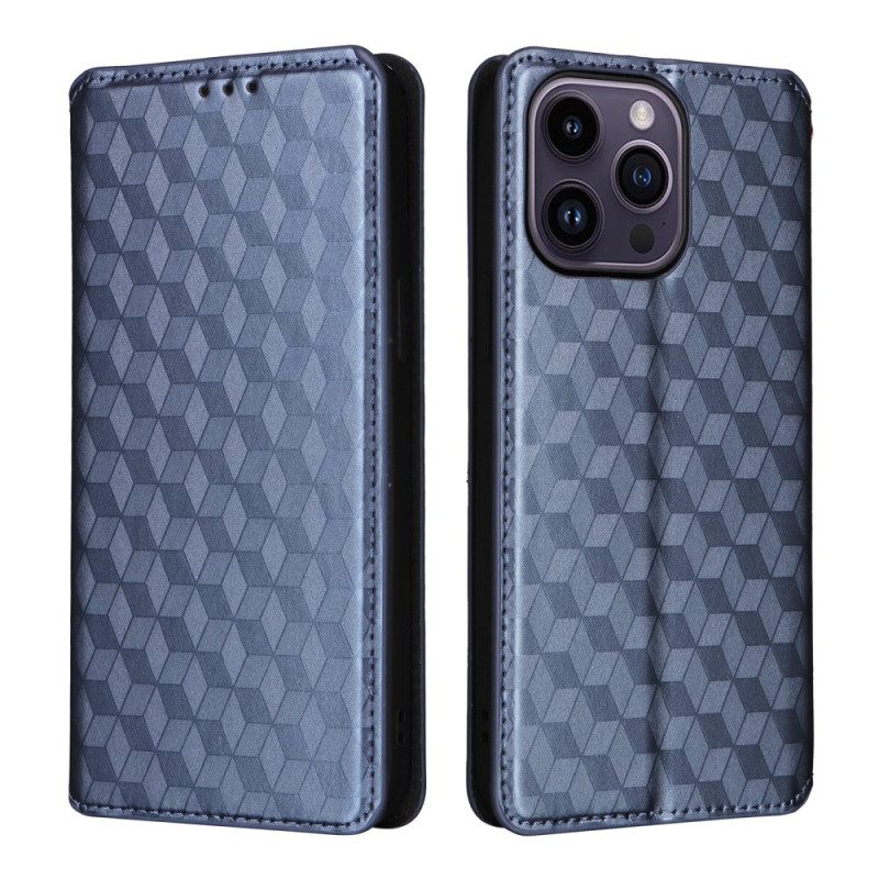 Folio Cover iPhone 15 Custodia in pelle Cubi 3d