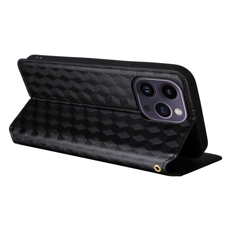 Folio Cover iPhone 15 Custodia in pelle Cubi 3d