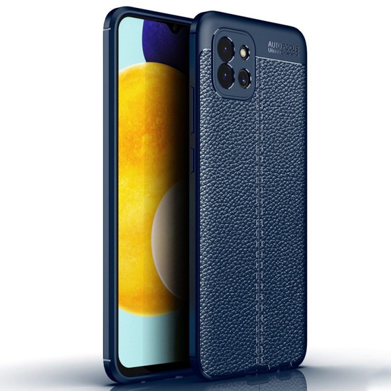 Cover Samsung Galaxy A03 Doppia Linea Litchi Effetto Pelle