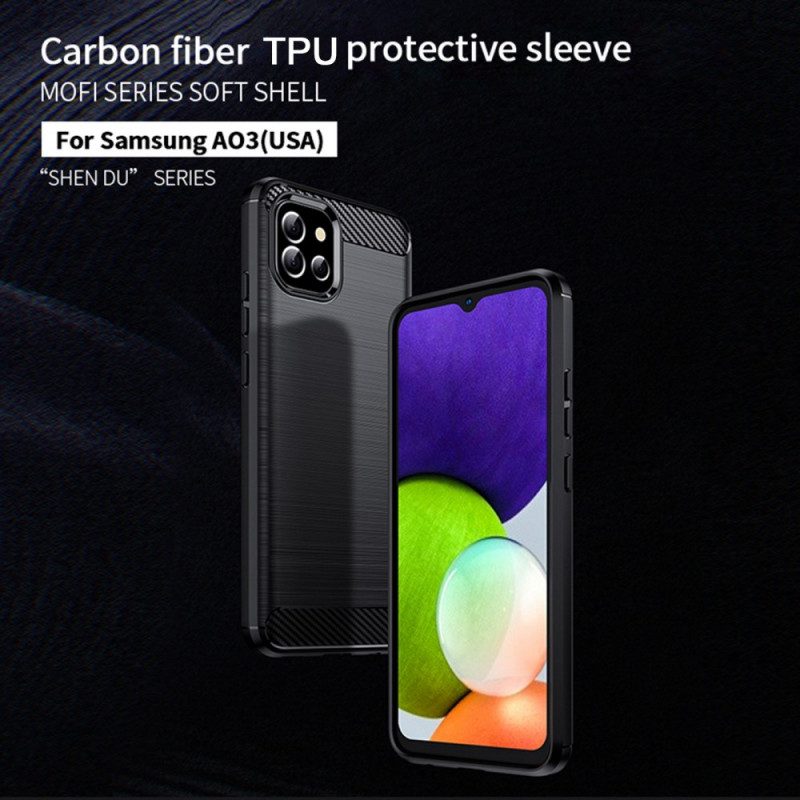 Cover Samsung Galaxy A03 Fibra Di Carbonio Spazzolata Mofi