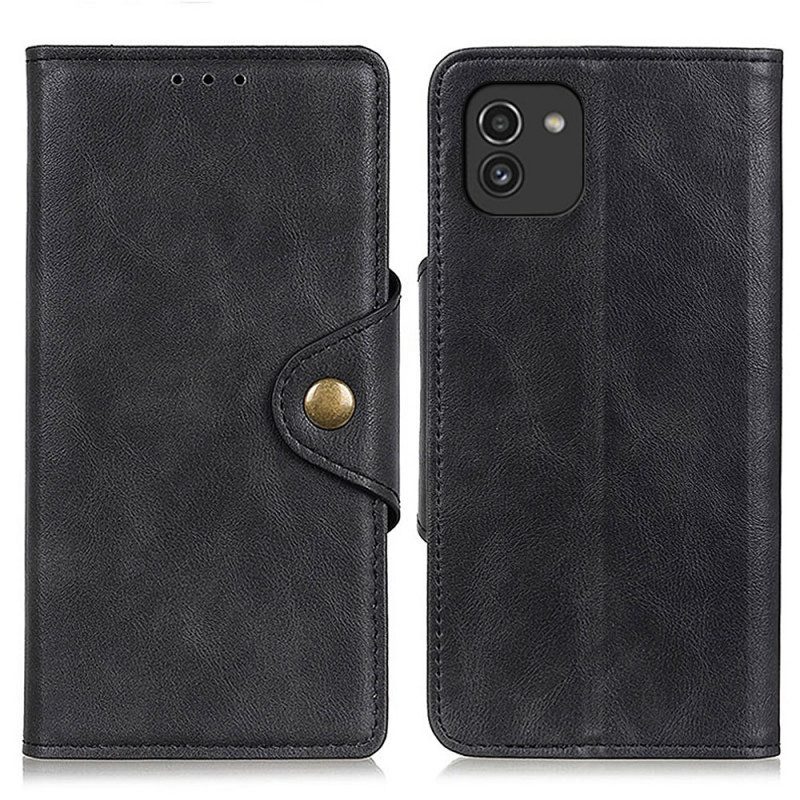 Custodia in pelle Samsung Galaxy A03 Bottone In Ecopelle