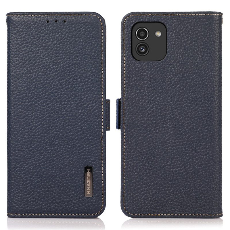 Custodia in pelle Samsung Galaxy A03 Pelle Litchi Khazneh Rfid