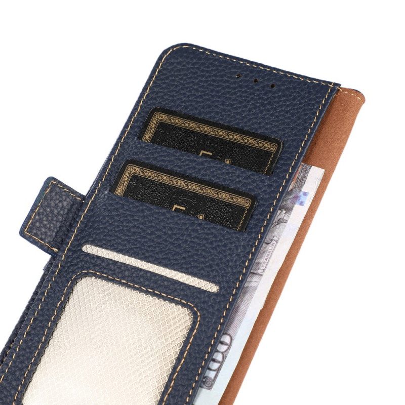 Custodia in pelle Samsung Galaxy A03 Pelle Litchi Khazneh Rfid