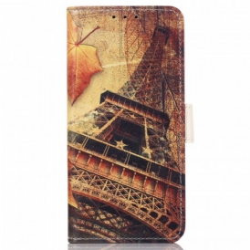 Custodia in pelle Samsung Galaxy A03 Torre Eiffel In Autunno