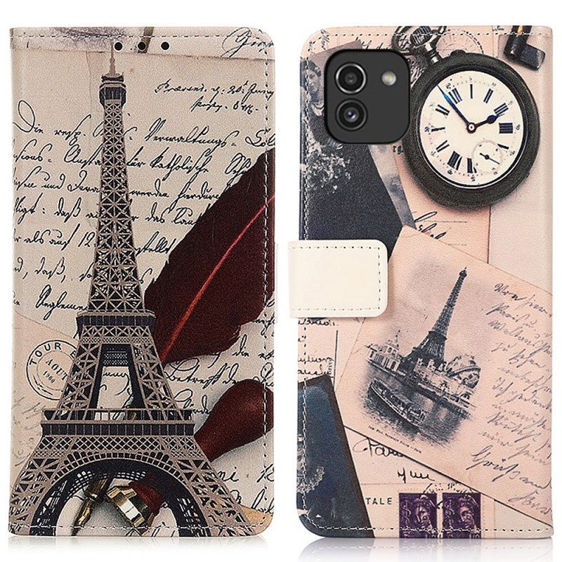 Custodia in pelle Samsung Galaxy A03 Torre Eiffel Del Poeta