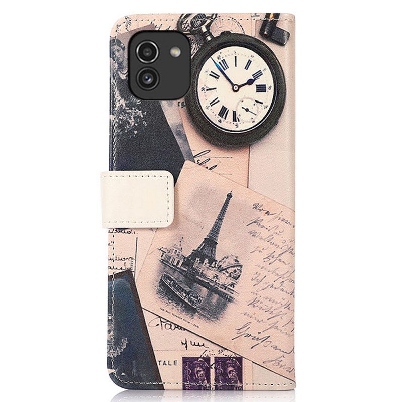Custodia in pelle Samsung Galaxy A03 Torre Eiffel Del Poeta