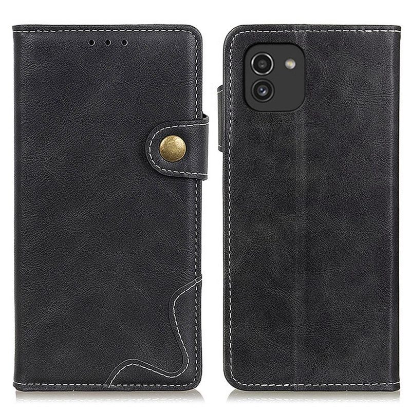 Folio Cover Samsung Galaxy A03 Bottone Artistico E Cuciture