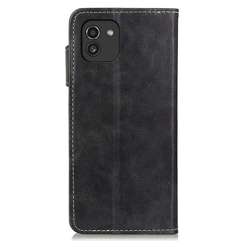 Folio Cover Samsung Galaxy A03 Bottone Artistico E Cuciture