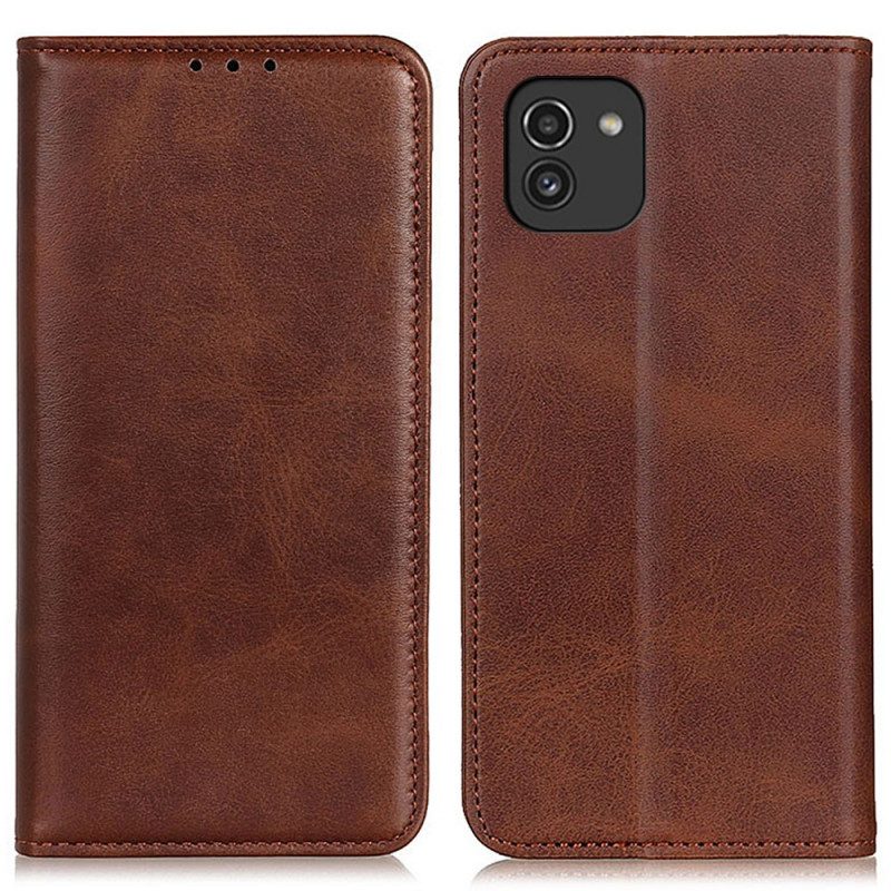 Folio Cover Samsung Galaxy A03 Custodia in pelle Pelle Crosta Eleganza