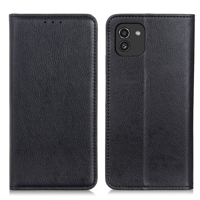 Folio Cover Samsung Galaxy A03 Custodia in pelle Litchi Design In Pelle