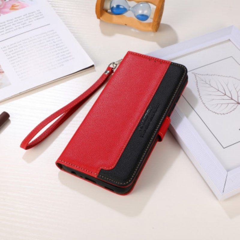 Custodia in pelle Motorola Edge 20 Lite Lychee Style Rfid Khazneh