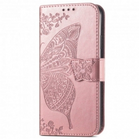 Custodia in pelle Motorola Edge 20 Lite Mezze Farfalle