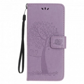 Custodia in pelle Motorola Edge 20 Lite Perizoma Albero E Gufi