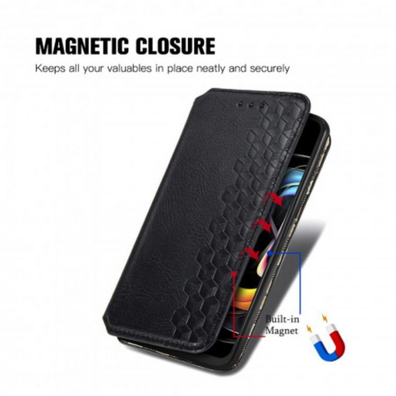 Folio Cover Motorola Edge 20 Lite Custodia in pelle Trama Di Diamante In Ecopelle