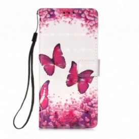 Folio Cover Motorola Edge 20 Lite Farfalle Rosse