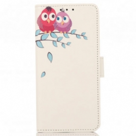 Folio Cover Motorola Edge 20 Lite Paio Di Gufi Sull'albero