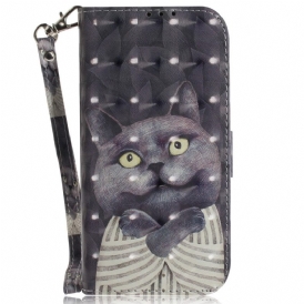 Custodia in pelle Oppo Reno 8 Gatto Con Cordino