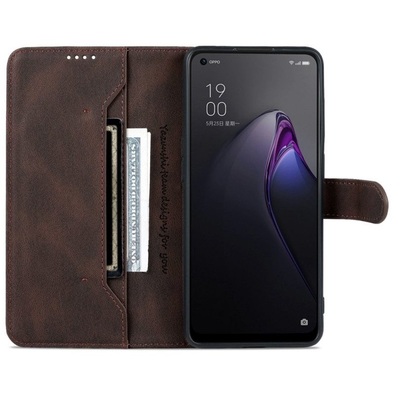 Folio Cover Oppo Reno 8 Azns Effetto Pelle Vintage