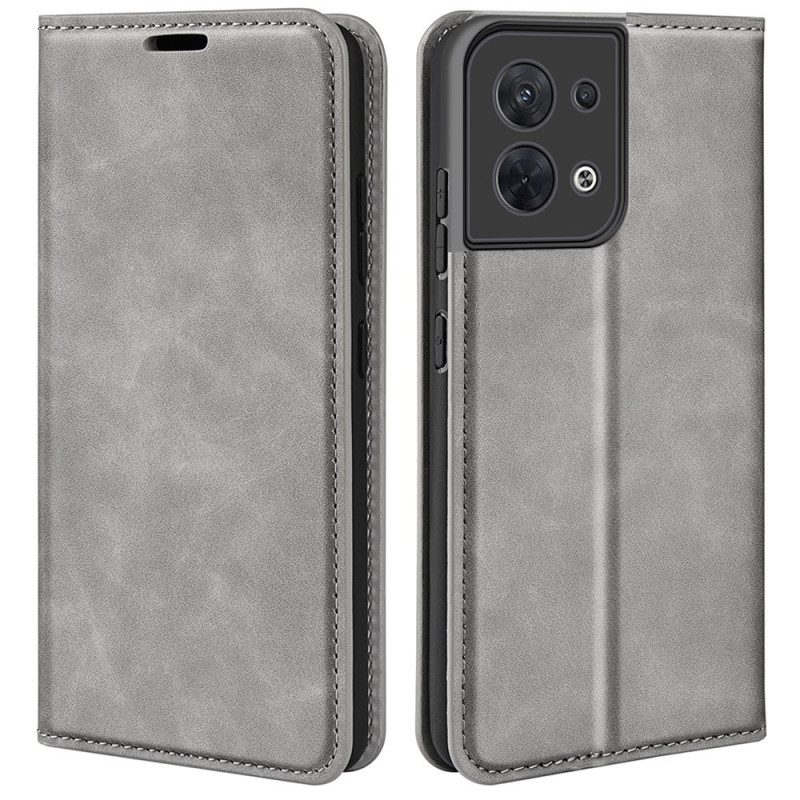 Folio Cover Oppo Reno 8 Custodia in pelle Disegno Classico