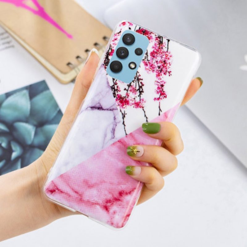 Cover Samsung Galaxy A32 Fiore Di Susino Marmorizzato