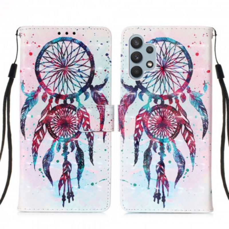 Custodia in pelle Samsung Galaxy A32 Acchiappasogni Ad Acquerello