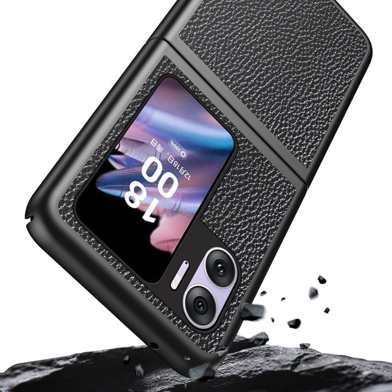 Folio Cover Oppo Find N2 Flip Custodia in pelle Ecopelle Litchi