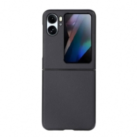 Folio Cover Oppo Find N2 Flip Custodia in pelle Vera Pelle Di Litchi