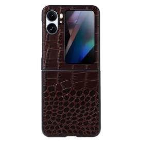 Folio Cover Oppo Find N2 Flip Custodia in pelle Vera Pelle Stile Pelle Di Coccodrillo