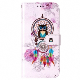 Custodia in pelle Xiaomi 12 Lite Gufo Acchiappasogni Con Cinturino