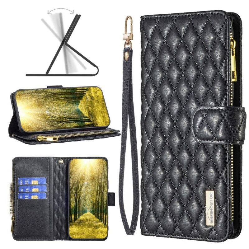 Custodia in pelle Xiaomi 12 Lite Strappy Trapuntato In Stile Colore Binfen