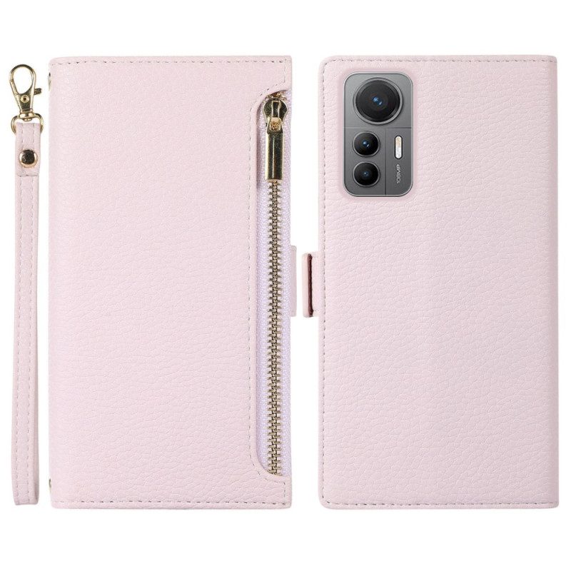 Folio Cover Xiaomi 12 Lite Custodia in pelle Tasca Frontale E Cordino