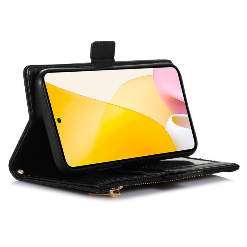 Folio Cover Xiaomi 12 Lite Custodia in pelle Tasca Frontale E Cordino
