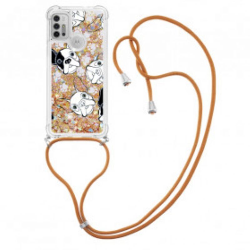 Cover Moto G30 / G10 Cani Con Coulisse Di Paillettes