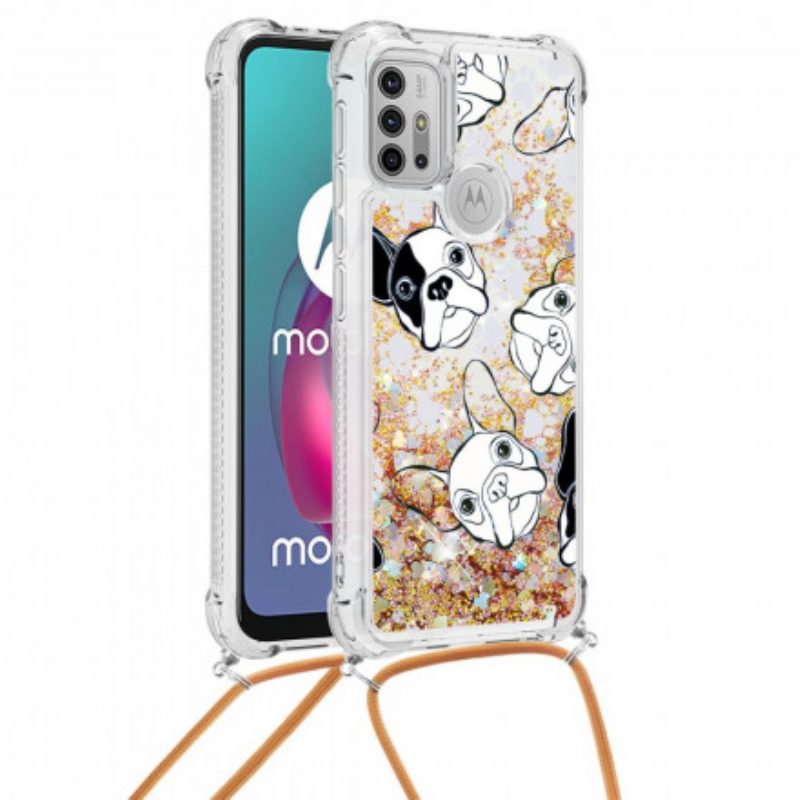 Cover Moto G30 / G10 Cani Con Coulisse Di Paillettes