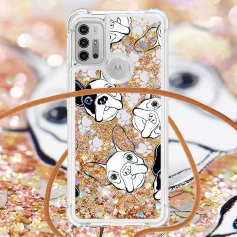 Cover Moto G30 / G10 Cani Con Coulisse Di Paillettes