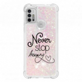 Cover Moto G30 / G10 Non Smettere Mai Di Sognare Glitter