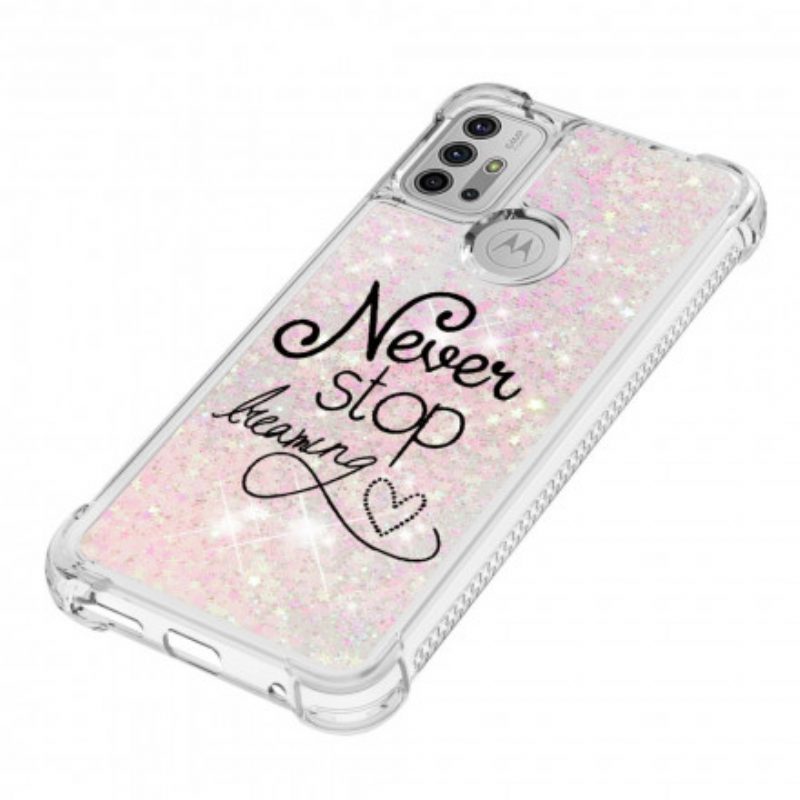 Cover Moto G30 / G10 Non Smettere Mai Di Sognare Glitter